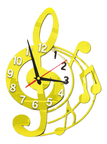 Relógio De Parede Música Silenciosa Design Dourado
