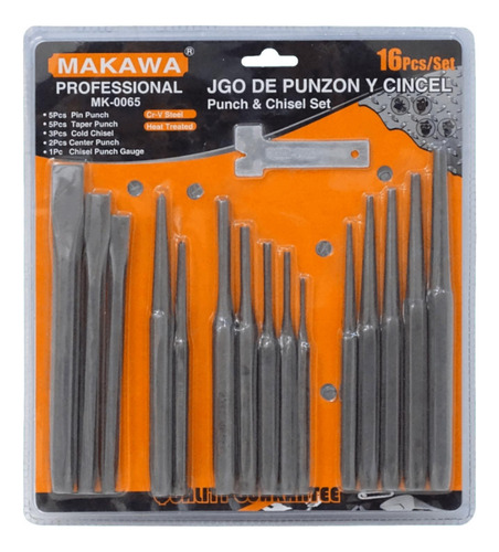 Juego Punzones Y Cinceles Makawa 16 Piezas Clickbox
