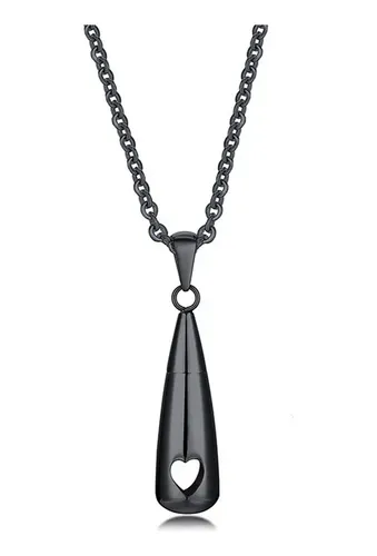 Collana Ricordo Con Capsula A Forma Di Pillola Ala D'angelo - Urna Per Ceneri - Acciaio Inox