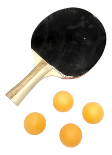 Raqueta Con 3 Pelotas De Ping Pong Mi Alegría Color Multicolor Tipo De Mango Madera