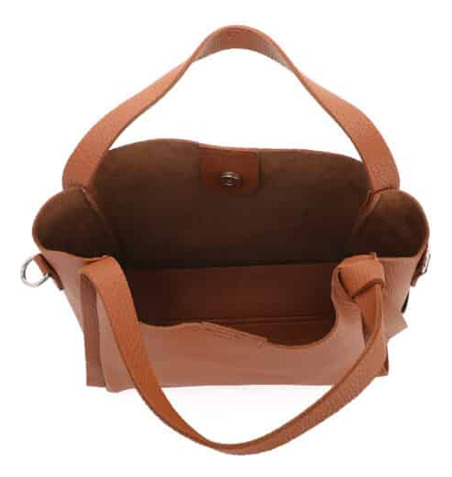 Set De Cartera La Chapelle Dos Piezas Con Monedero Caramelo Lisa Níquel Caramelo