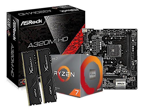 Kit Processador Amd Ryzen 7 3700x Asrock A320m-hd Hx 2x 4gb 