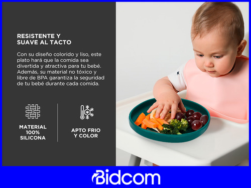 Plato De Comida Para Bebé Con Bordes Curvos Fácil De Limpiar