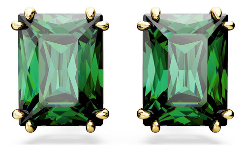 Pendientes Swarovski Stilla Stud De Corte Rectangular Verde