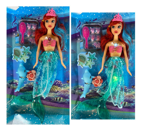 Muñeca Ariel La Sirenita Con Luz Y Sonido Articulada 30 Cm