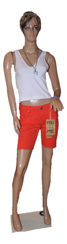 Scombro Short Bermuda De Jean Modelo Rojo