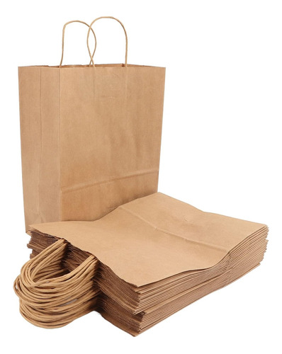 Bolsas De Papel Kraft Madera 24x18x8  Pack X50 U