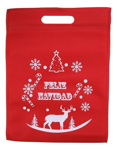 Pack 36 Bolsas Planas Ecológicas Feliz Navidad 29x37 Cm