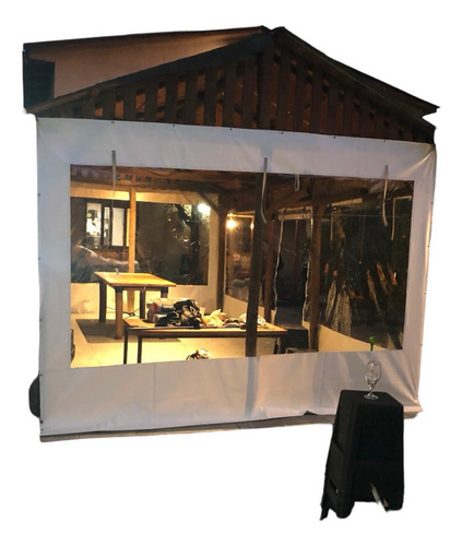 Cortinas Pvc Cristal Con Puerta 3.70 X 2.50 Beige