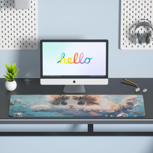 Almohadilla De Escritorio Jumbo Adorable Kitty Gaming Con Ba