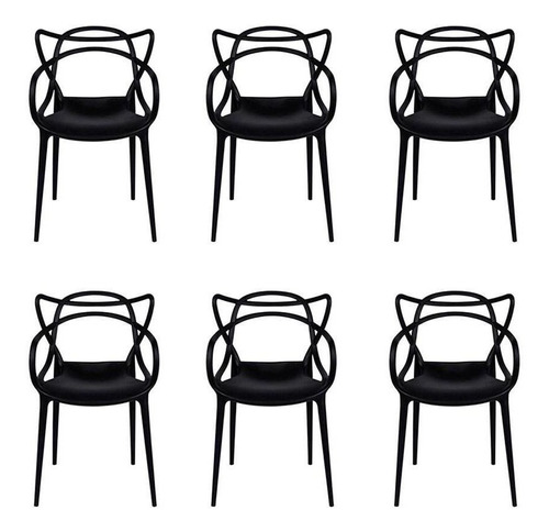 Cadeira de jantar Rivatti Allegra, estrutura de cor  preto, 6 unidades