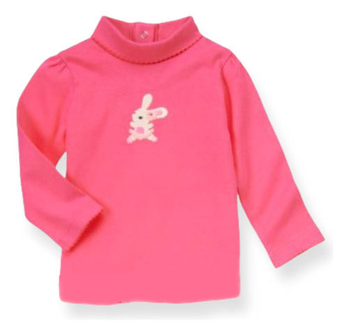 Polera Niña Beatle Cuello Alto Algodón Gymboree Conejito