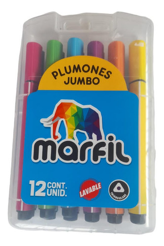 Marcadores Triangulares Jumbo Pack  12 Piezas Marca  Marfil 