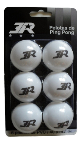 Pelota Ping Pong 3r - 40 Mm. - Blister Con 6 Piezas Color Blanco