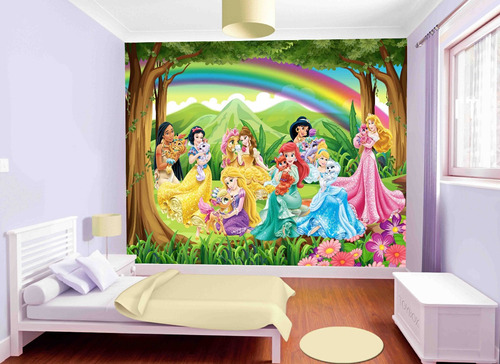 Papel De Parede Princesas Disney Arco Iris 9,5m² Ndp12