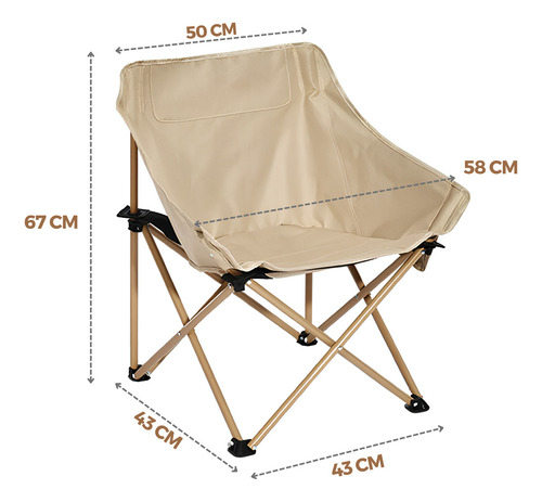 Cadeira Camping Pesca Portátil Com Bolsadobrável Resistente Cor Bege