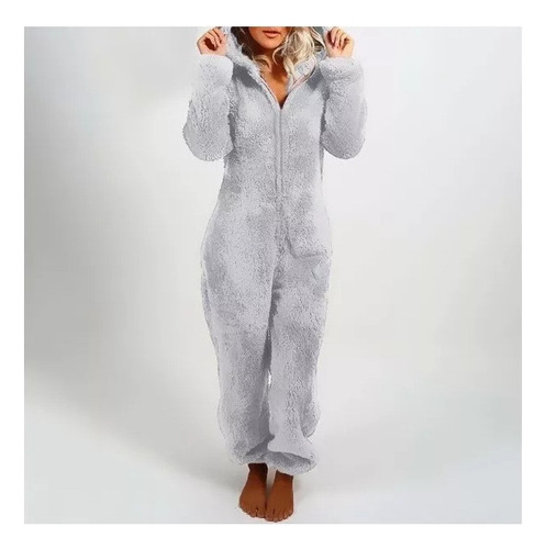 Pijama Tipo Mono Térmico De Forro Polar Para Mujer Con