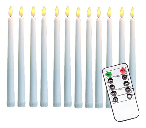 12 Velas Largas, Candelabro Led, Llama Oscilante