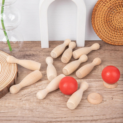Wood Kids Bowling Toy Family Game Prop Desarrollo Temprano