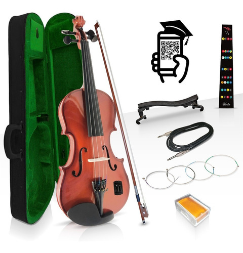 Violin Electroacustico Equipado Divarius 4/4 Negro Color Brillo Ps900