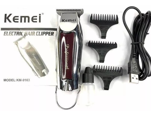 Maquina Acabamento Detalhe Cabelo Barba Sem Fio Kemei 9163