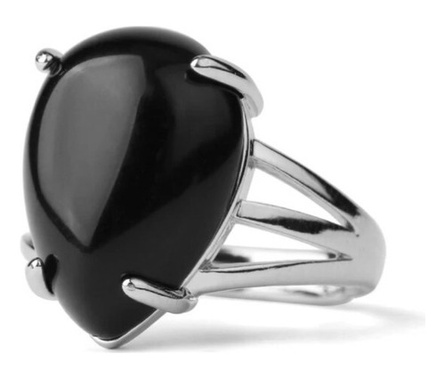Anillo Gota Obsidiana Ajustable Amuletos Suerte