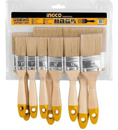 Juego De Brochas Para Pintar 8 Pcs (1 ,1,5 ,2 ,3 ,4 )  Ingco