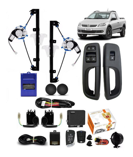 Kit Vidro Eletrico Saveiro G5 2011 2012 Trava Alarme Canivet