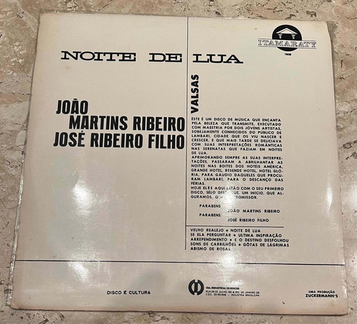 João Martins Ribeiro, José Ribeiro Filho - Noites De Lua Lp (Usado)