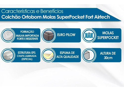 Colchão Casal Molas Ensacadas Superpocket Airtech Spring Ort