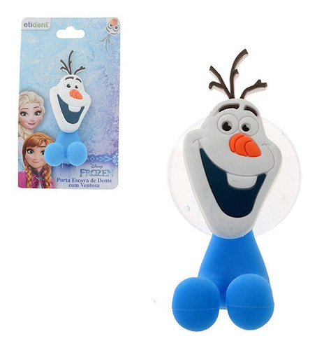 Porta Escova Dente Infantil C\ventosa Olaf Frozen - Etident Cor Azul-turquesa