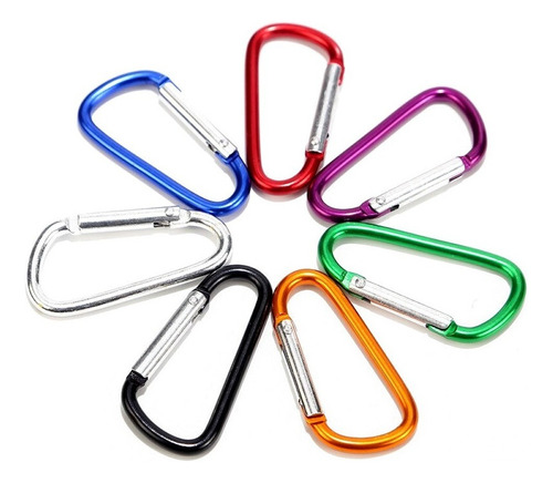 5 piezas. Llavero en miniatura con mosquetón de aluminio en forma de D, colores
