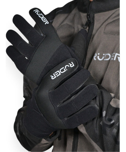 Guantes Moto Ruder Rocket Táctiles Livianos Color Negro Talle L