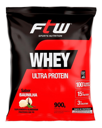 Whey Ultra Protein concetrado refil baunilha 900g FTW
