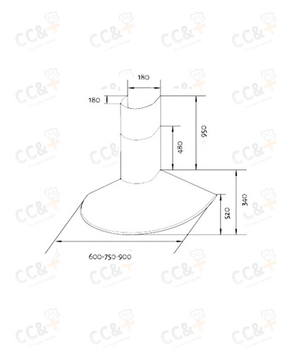Imagen 2 de 3 de Campana De Cocina Circular Maraldi 1 Velocidad 60cm Inox