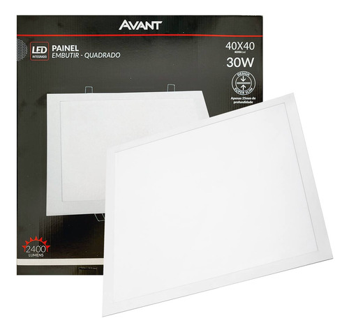 Kit 2 Painel Led Slim 40cm Embutir 6500k 30w + 1 Sobrepor