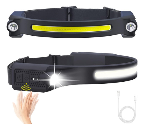 Faro Led Recargable, 2 Luces Led Xpe Y Led Cob, Modo Sensor,