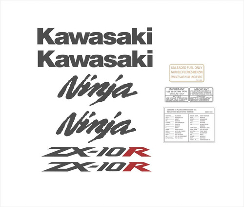 Adesivos Faixa Compatível Kawasaki Ninja Zx-10r 2005 Prata