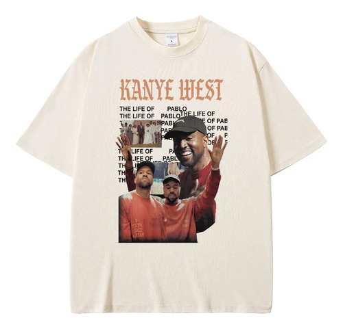 Camiseta Neutra Con Estampado Del Rapero Kanye West