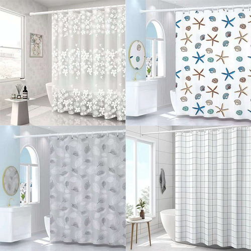 Cortina De Ducha Peva De 180 X 180 Cm Con Diseños Estampados