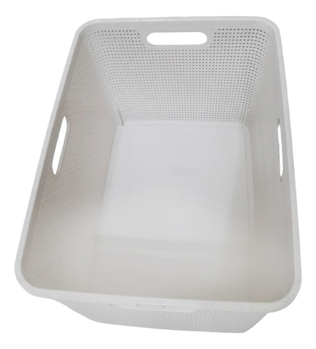 Cesto De Roupa Com Alca De Plastico 29l Cor Branco Lisa