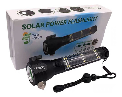 Lanterna Solar Powered Flashlight Multifuncional Usb Recarre Cor da lanterna Preto Cor da luz Branco