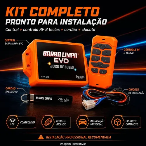 Barra Limpa Evo Zendel Central Jogo De Luzes Farol 12v 24v