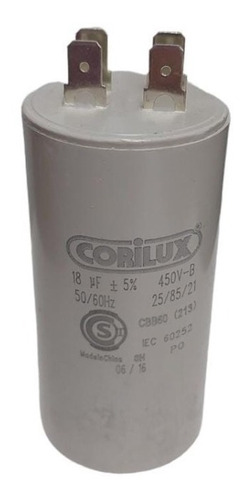 Capacitor Monofasico  18mf Con Terminal 450vac 18 Mf