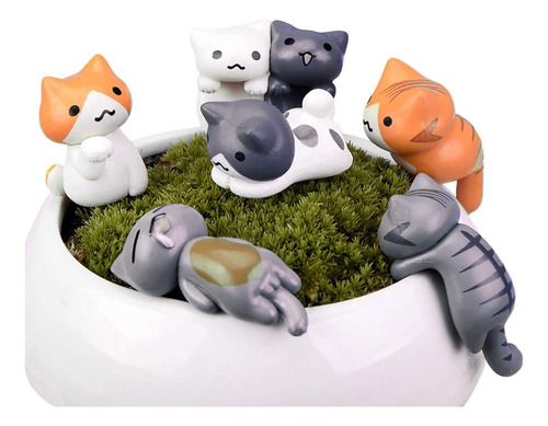 Figuras Miniatura De Gato De La Suerte, Paquete De 6 Mini Fi
