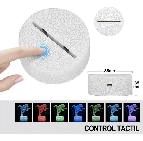Lampara 3d Led Acrilico Holograma Dinosaurios Luz Nocturna