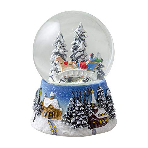 Winter Forest Sleigh Ride Musical Christmas Snow Globe,...