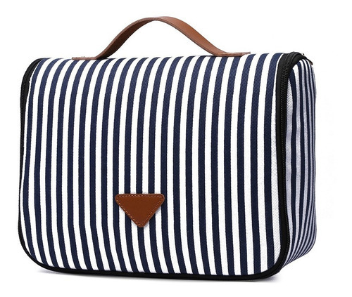 Necessaire Feminina Frasqueira Estojo Viagem Organizador Cor Azul E Branco