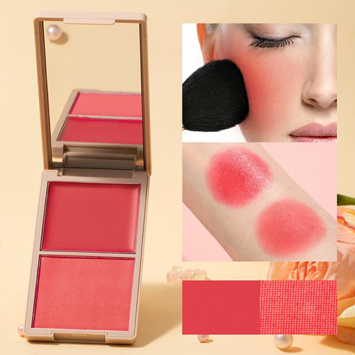 Paleta De Coloretes Doble, Suave Como La Seda, Que Brilla Si
