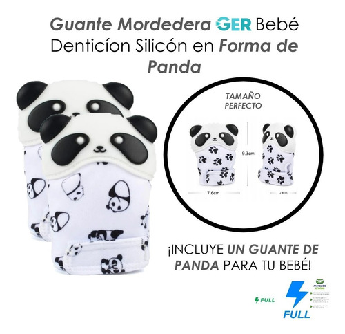 Imagen 1 de 5 de Guante Mordedera Bebé Denticíon Silicón Panda